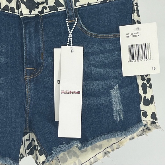 HUDSON JEANS NWT SHORT SHORT JEAN SHORTS IN BLUE BED ROCK COW PRINT 14 16 GIRLS - Picture 4 of 12